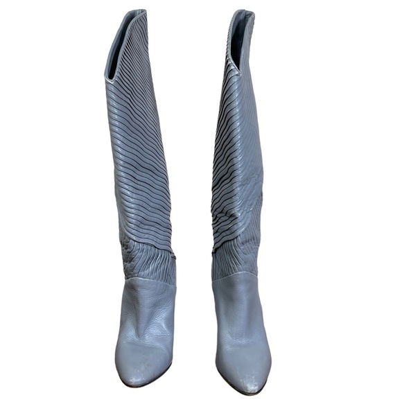 Biondini Vintage Gray Leather Heeled Size 5 Boot - Picture 11 of 12